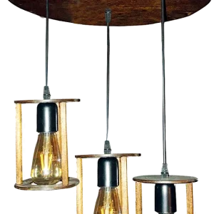 3'lü Tepsi Fener Sarkıt Ahşap Avize